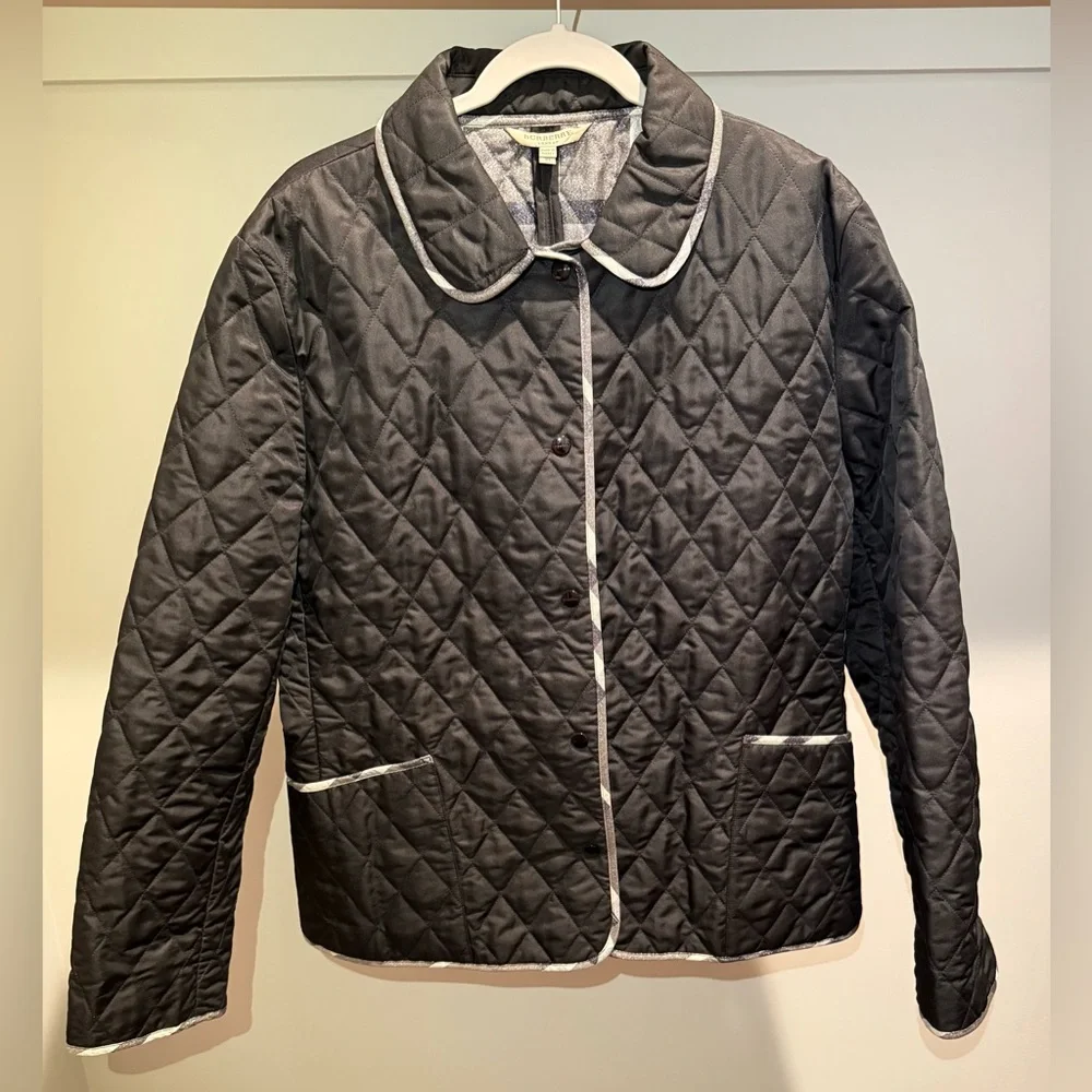Diamond Quilted Classic Burberry Jacket with Silver Shimmer - Picture 1 of 5